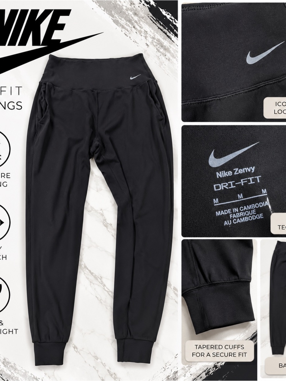 Nike Black Zenvy Dri-FIT Kids Joggers